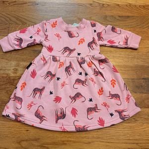 Dot Australia Baby Girls 3-6 Month Pink Cheetah Animal Print Long Sleeve dress